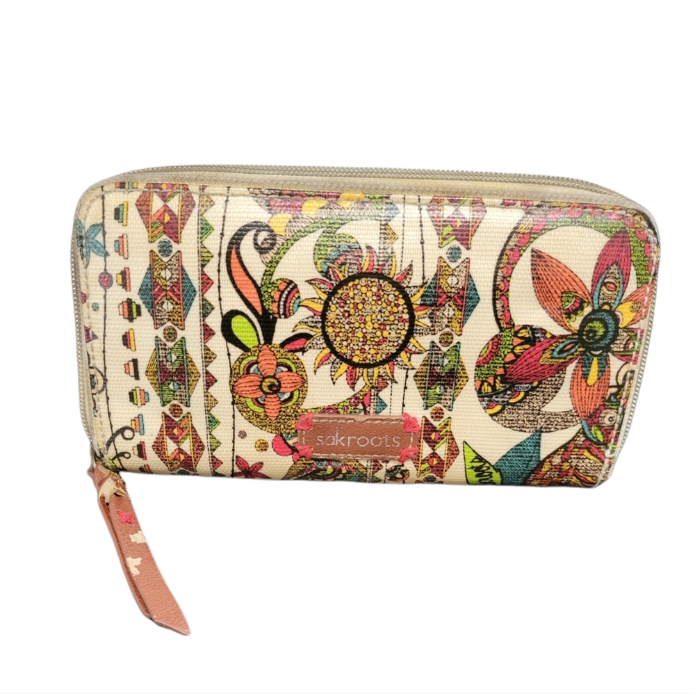 SAKROOTS Multicolor  “owls” Zip Around Women’s Clutch Wallet